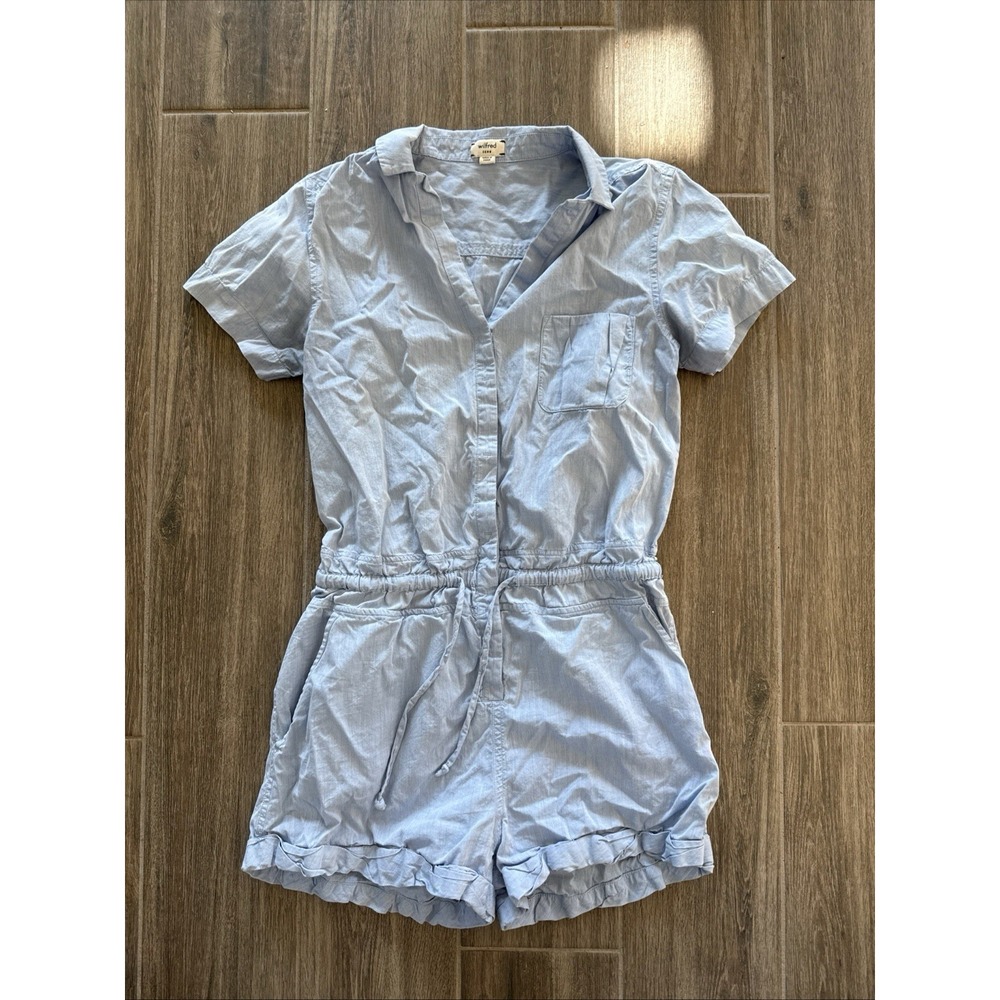 Wilfred Free Zero Blue Short Button Romper w/ Pockets